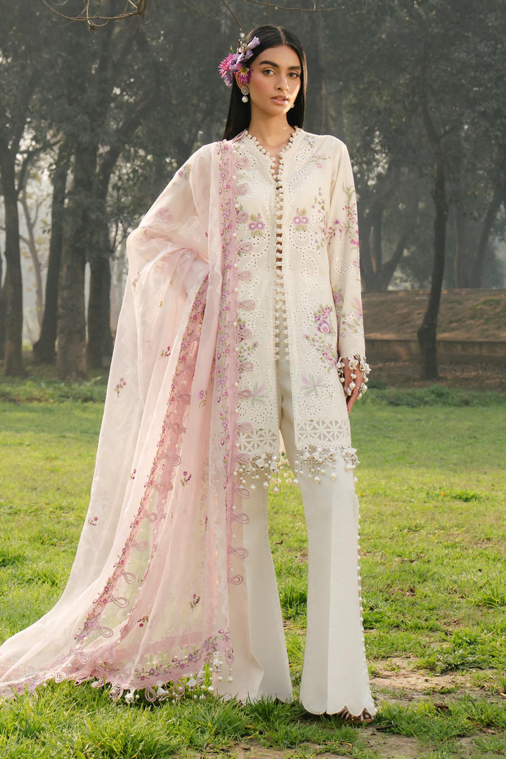 Cream Luxury Lawn Stitched Suit - Sana Safinaz