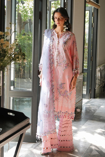 Embroidered Schiffli Lawn Pink Stitched Suit - Sana Safinaz