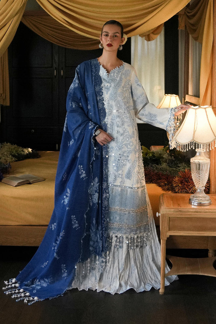 Sky Blue Luxury Lawn Stitched Suit - Sana Safinaz