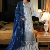 Sky Blue Luxury Lawn Stitched Suit - Sana Safinaz