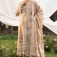 Beige Luxury Lawn Stitched Suit - Sana Safinaz
