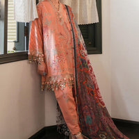 Embroidered Slub Lawn Peach Stitched Suit - Sana Safinaz