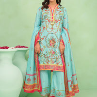 Poly Lawn Digital Printed Ferozi Stitched Suit - Ochre