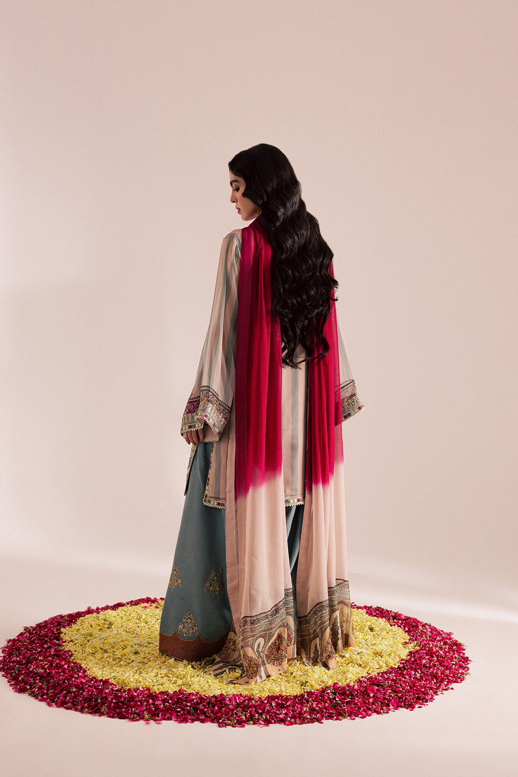 Chiffon & Raw Silk Beige Stitched Suit - Vanya