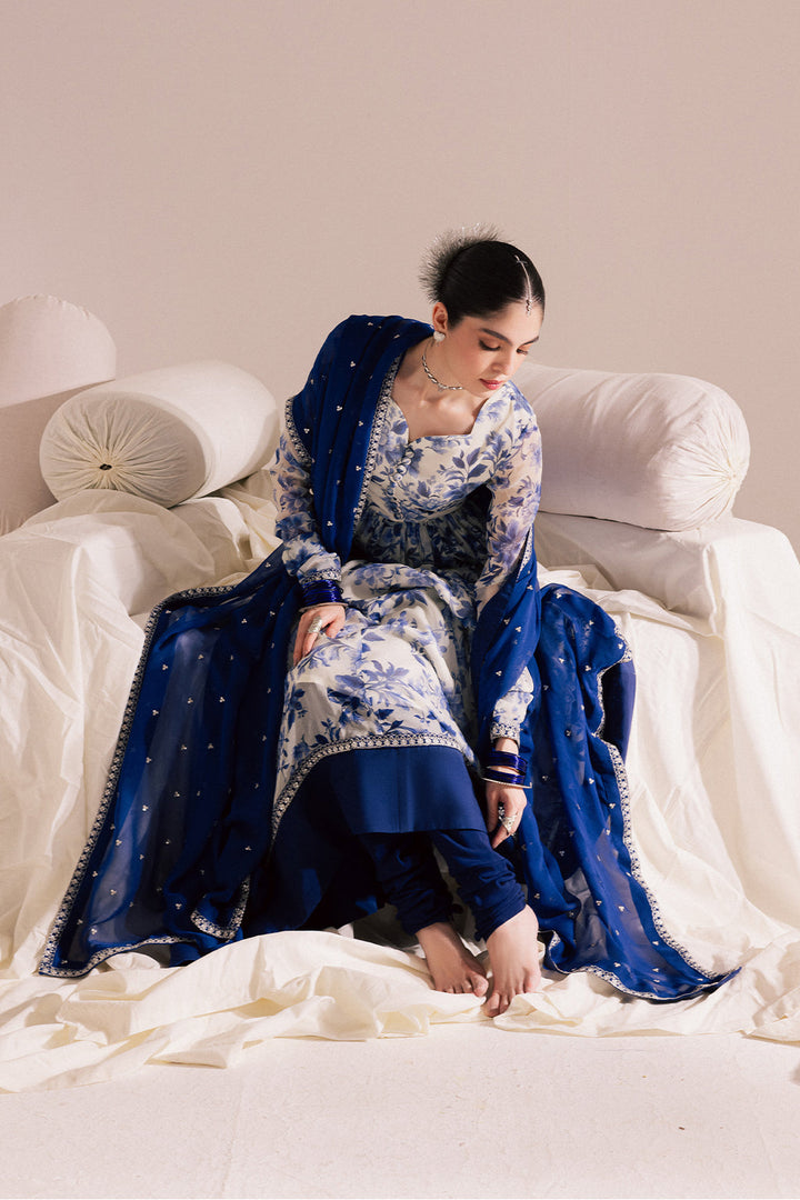 Chiffon & Raw Silk Off White Stitched Suit - Vanya