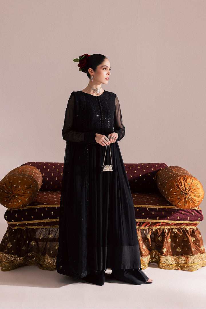 Chiffon & Raw Silk Black Stitched Suit - Vanya