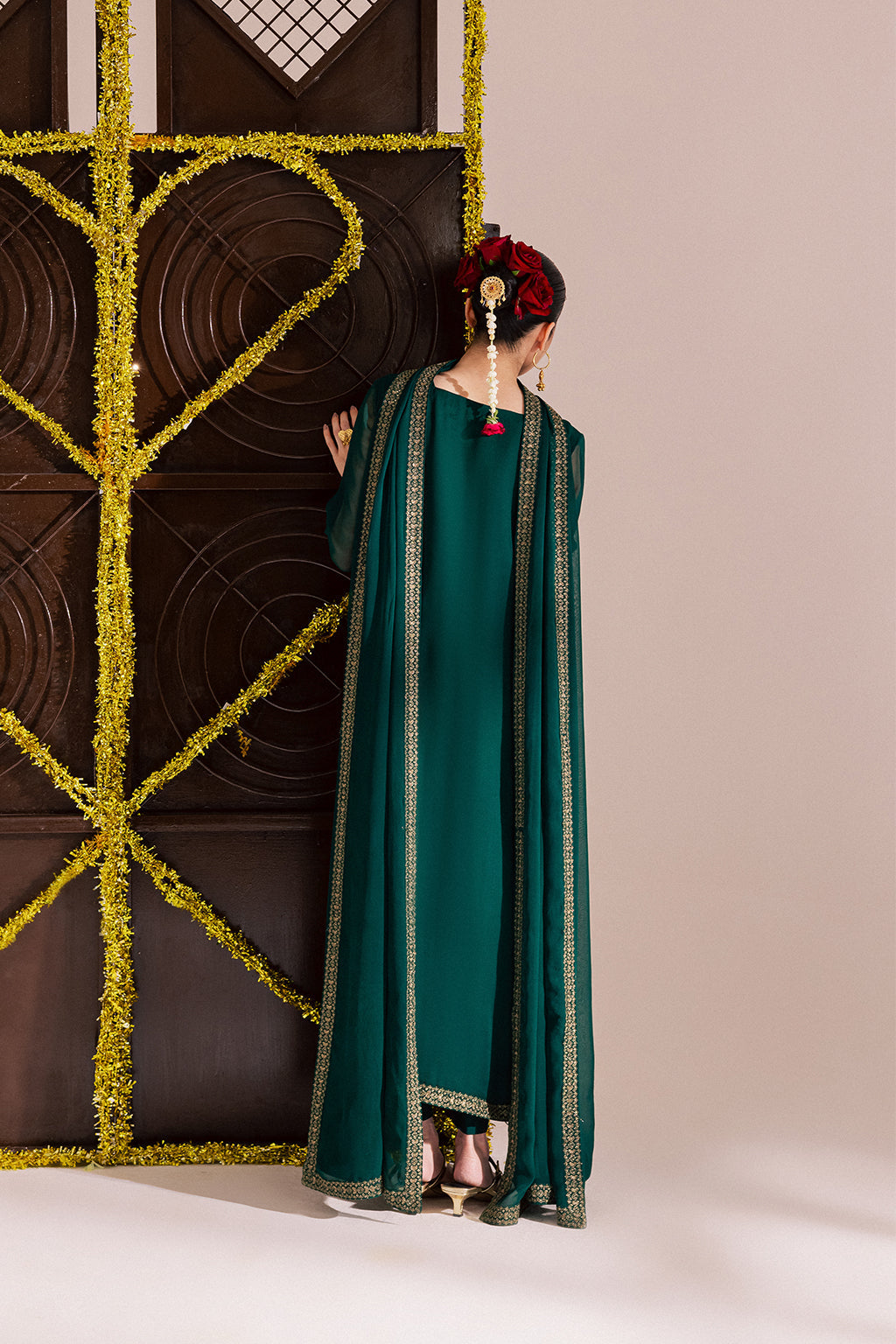 Chiffon & Raw Silk Green Stitched Suit - Vanya