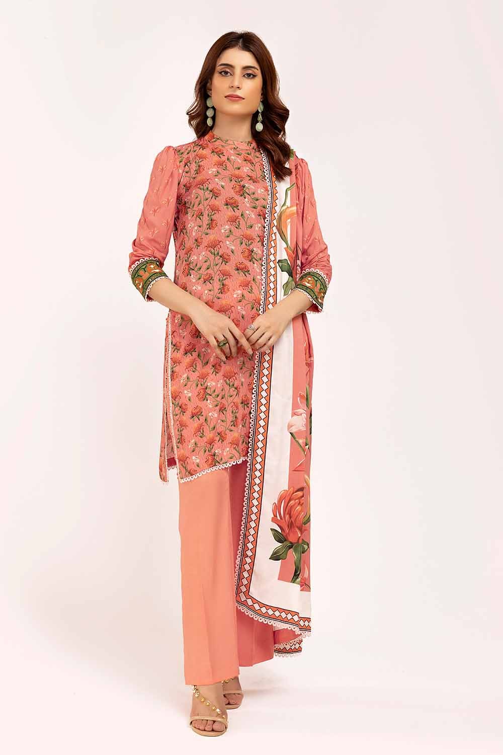 Linen Peach Unstitched Suit - Gul Ahmed