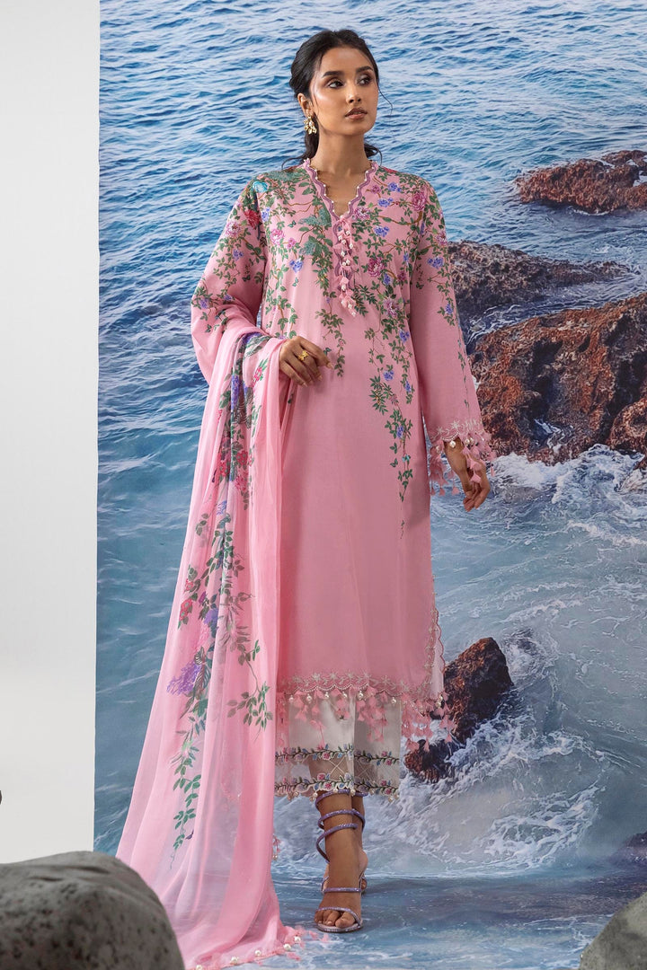 Lawn Pink Stitched Suit - Sana Safinaz Muzlin Stitched