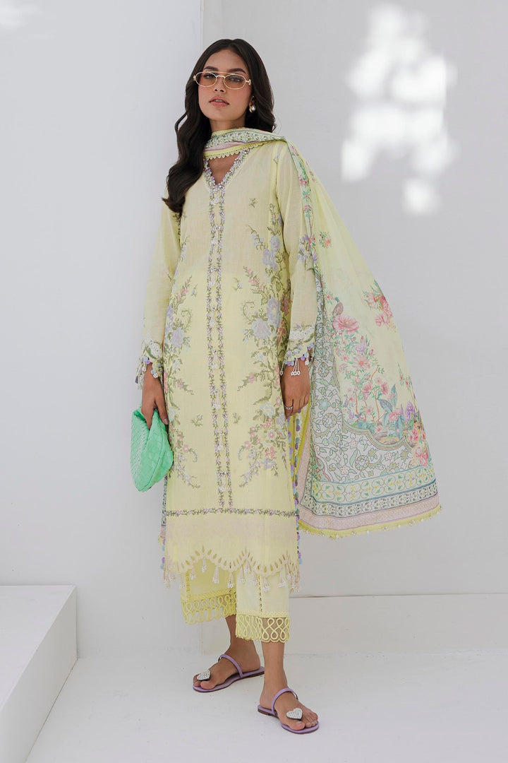 Lawn Yellow Stitched Suit - Sana Safinaz Muzlin Stitched