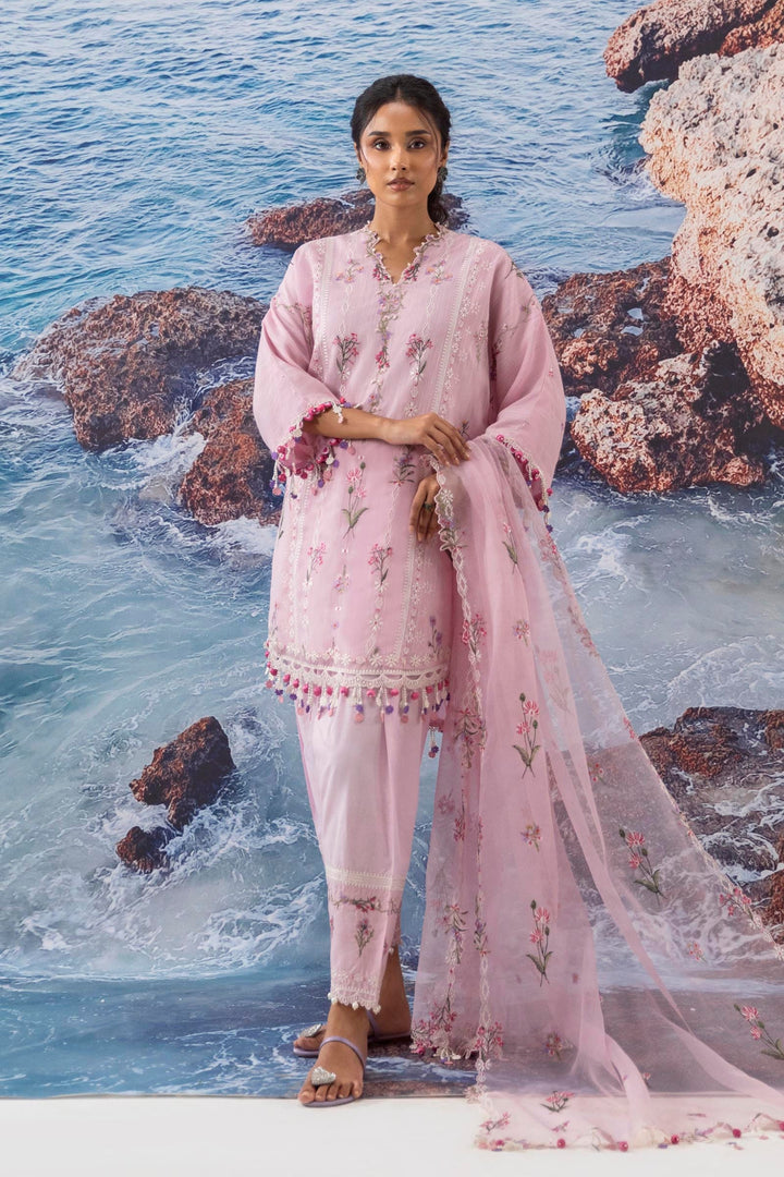 Woven Net Pink  Stitched Suit - Sana Safinaz Muzlin 25'