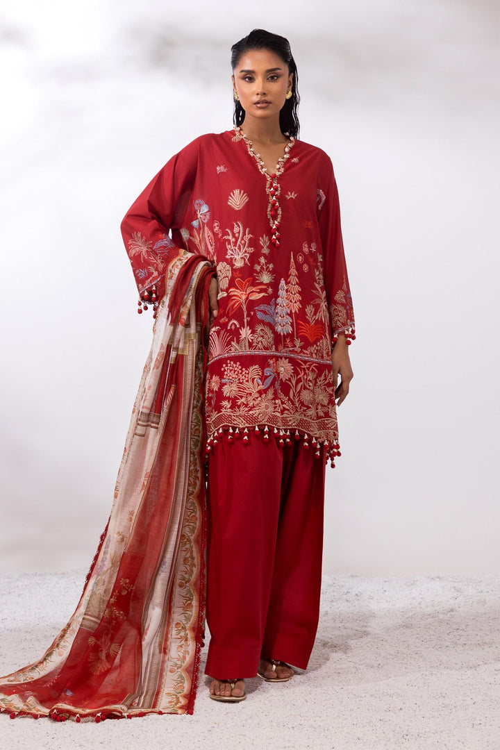 Lawn Red  Stitched Suit - Sana Safinaz Muzlin 25'