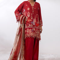 Lawn Red  Stitched Suit - Sana Safinaz Muzlin 25'