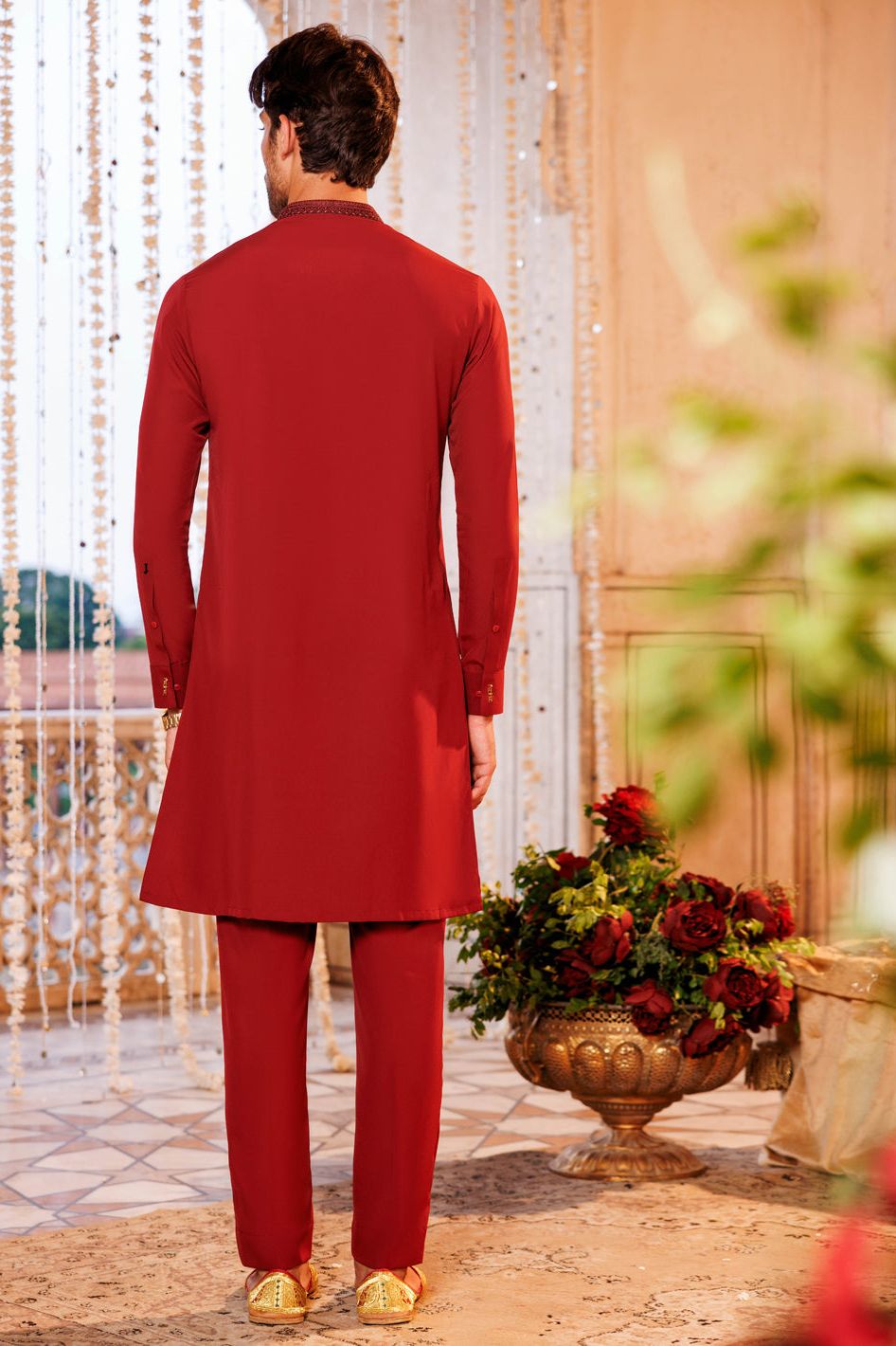 Boski Gold Red Kurta Trouser - Panjnad by J. Junaid Jamshed