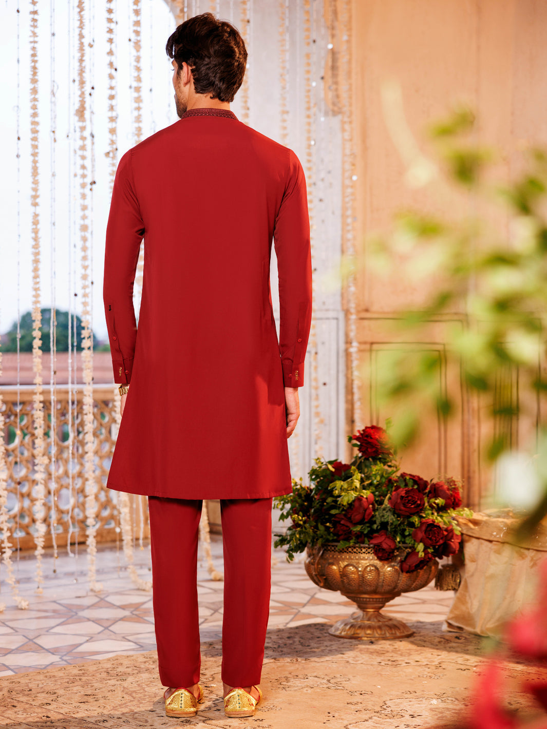 Boski Gold Red Kurta Trouser - Panjnad by J. Junaid Jamshed