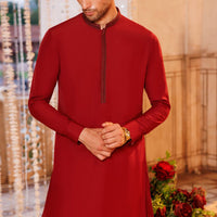 Boski Gold Red Kurta Trouser - Panjnad by J. Junaid Jamshed