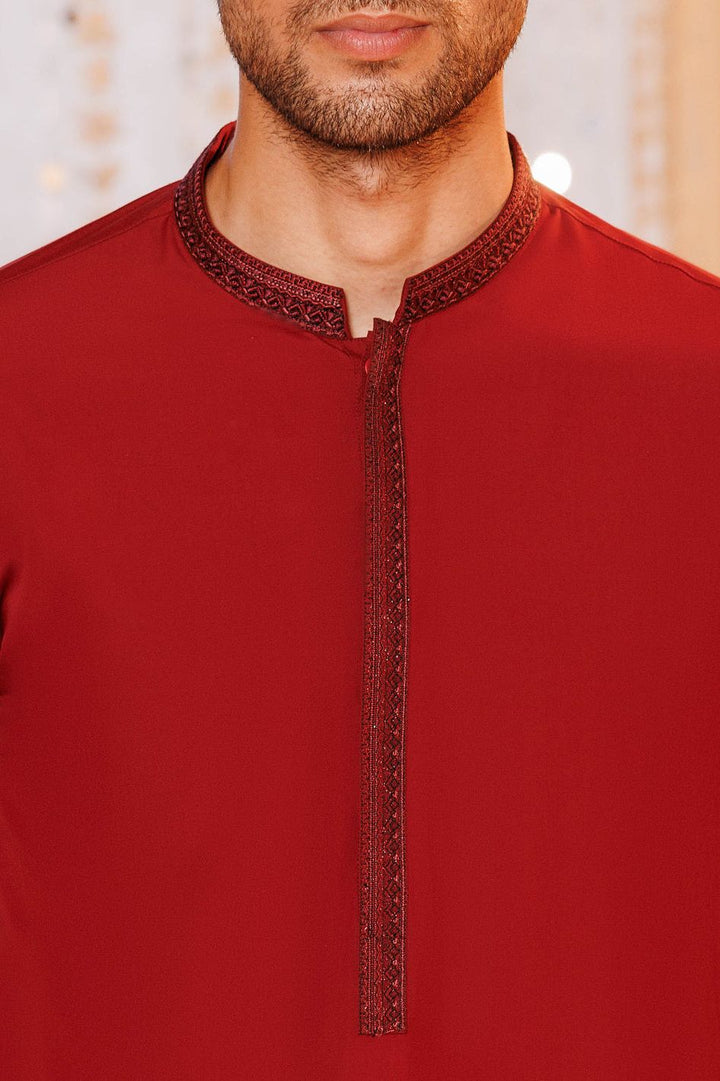 Boski Gold Red Kurta Trouser - Panjnad by J. Junaid Jamshed