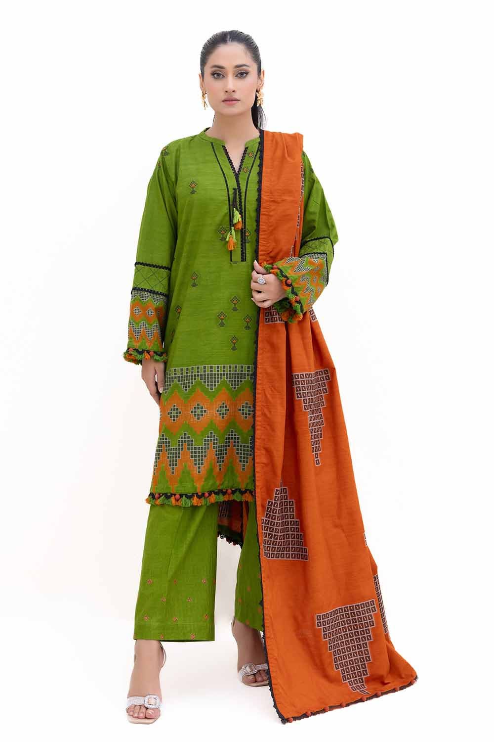 Jacquard Green Unstitched Suit - Gul Ahmed