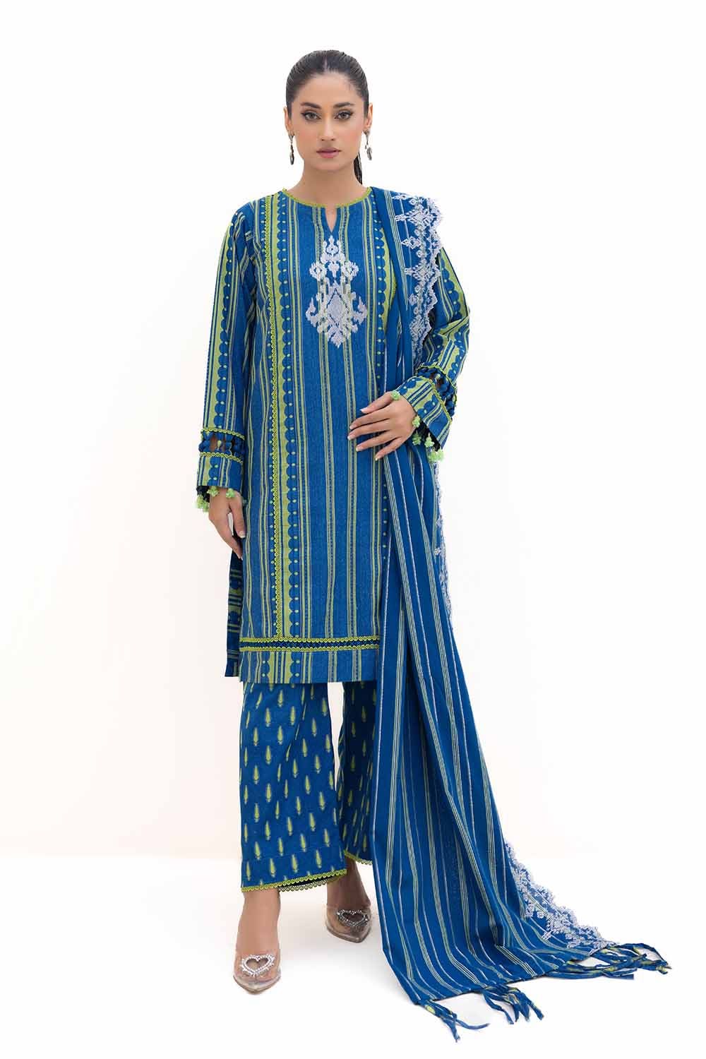 Jacquard Blue Unstitched Suit - Gul Ahmed