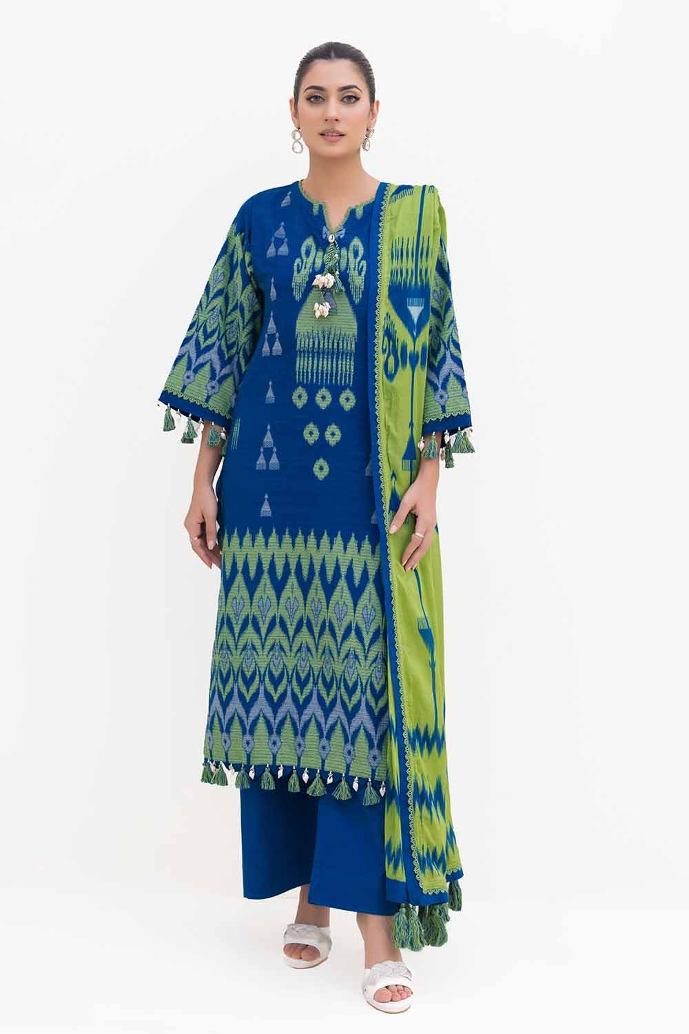 Jacquard Blue Unstitched Suit - Gul Ahmed