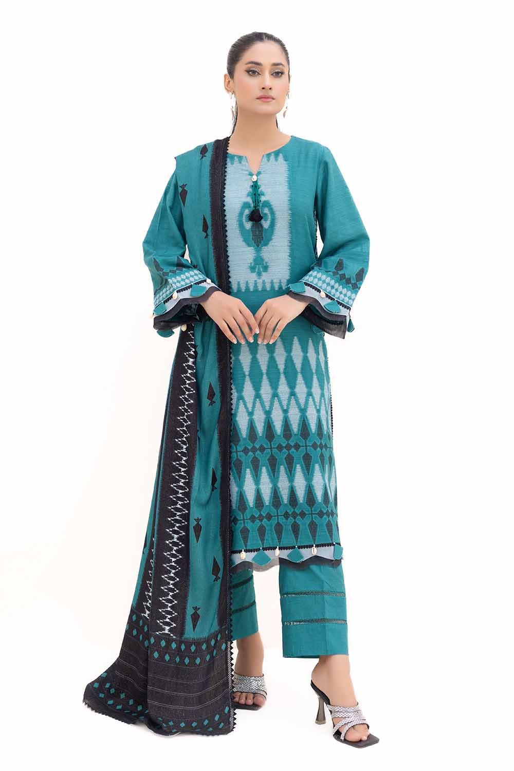 Jacquard Blue Unstitched Suit - Gul Ahmed