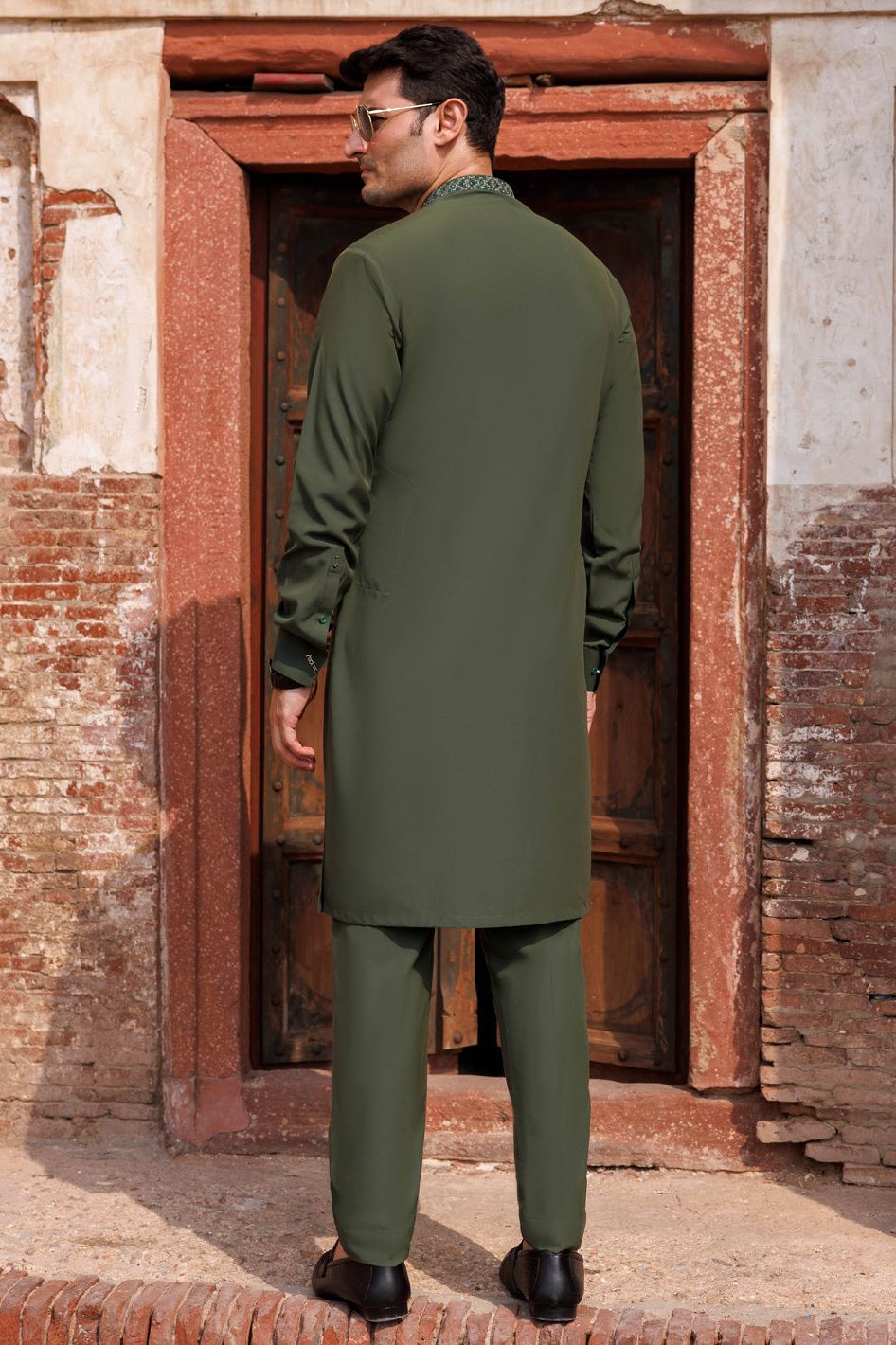 Boski Gold Green Kurta Trouser - Panjnad by J. Junaid Jamshed