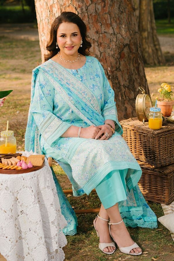 Embroidered Lawn Sea Green Unstitched Suit - Gul Ahmed