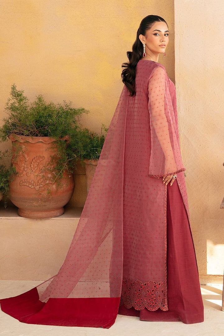 Jacquard Chiffon Pink Stitched Suit - Vanya