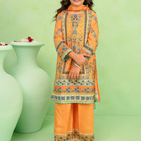 Poly Lawn Digital Printed Mustard Stitched Suit - Ochre