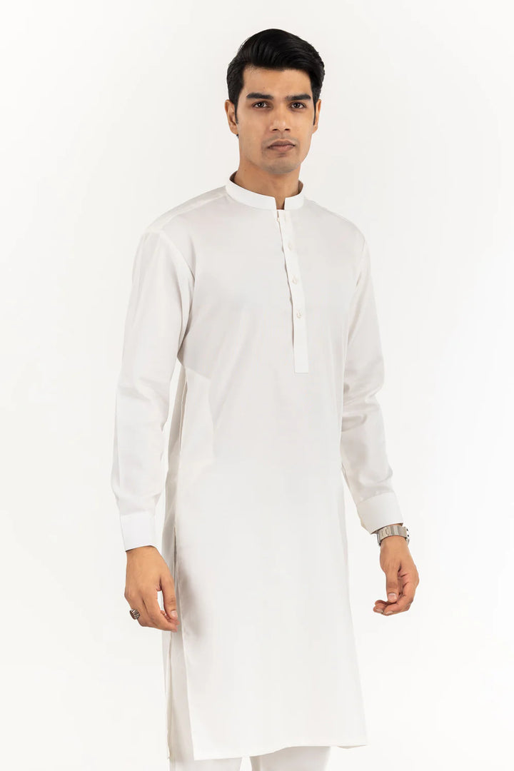 Blended Off White Kurta Trouser - President by Gul Ahmed