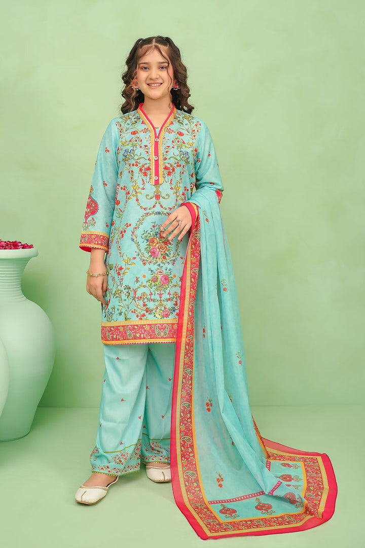 Poly Lawn Digital Printed Ferozi Stitched Suit - Ochre