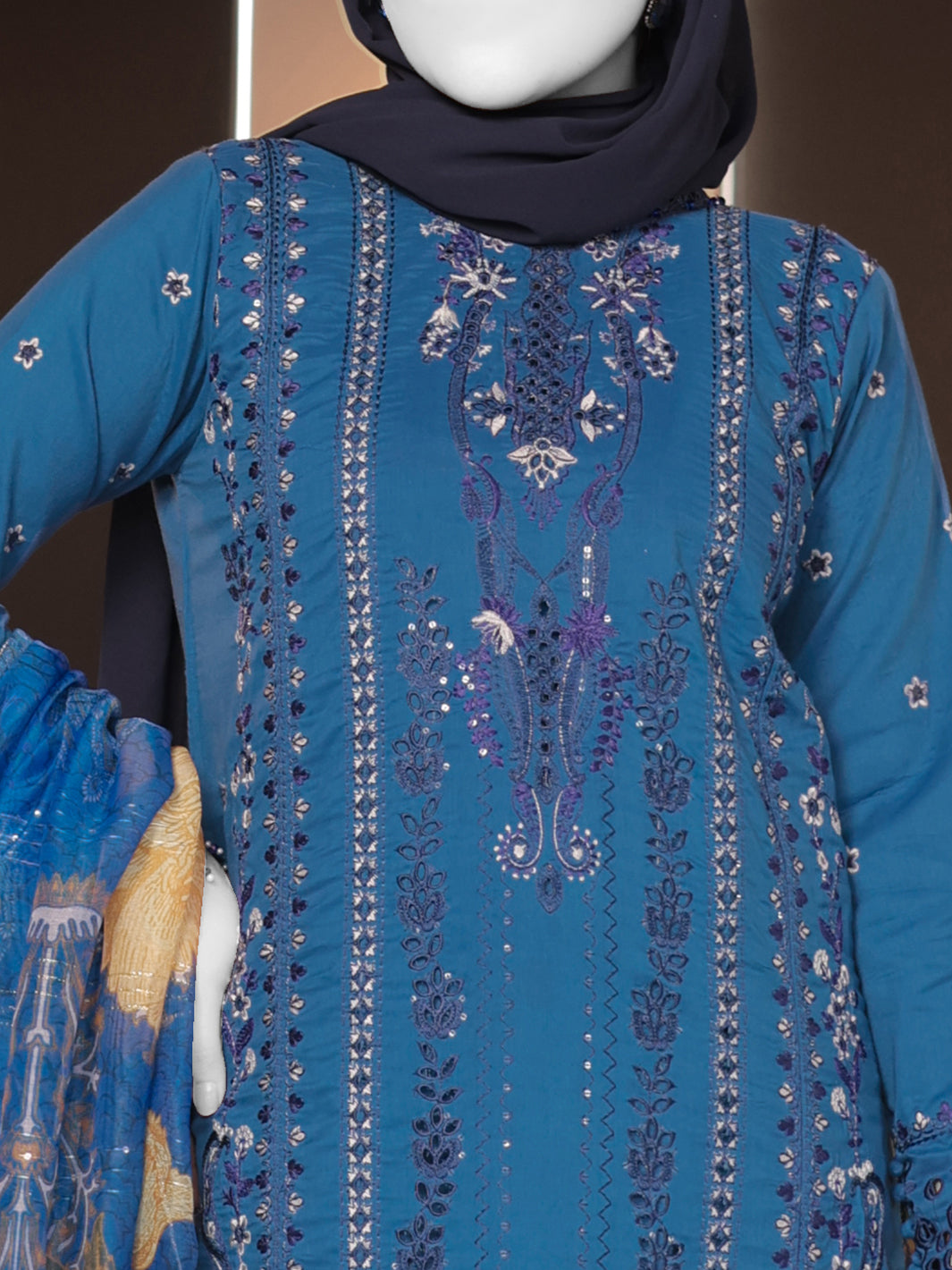 Twisted Fabric Royal Blue Stitched Suit - J. Junaid Jamshed