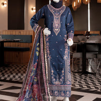 Twisted Fabric Navy Blue Stitched Suit - J. Junaid Jamshed