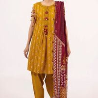 Khaddar Yellow Unstitched Suit - Gul Ahmed