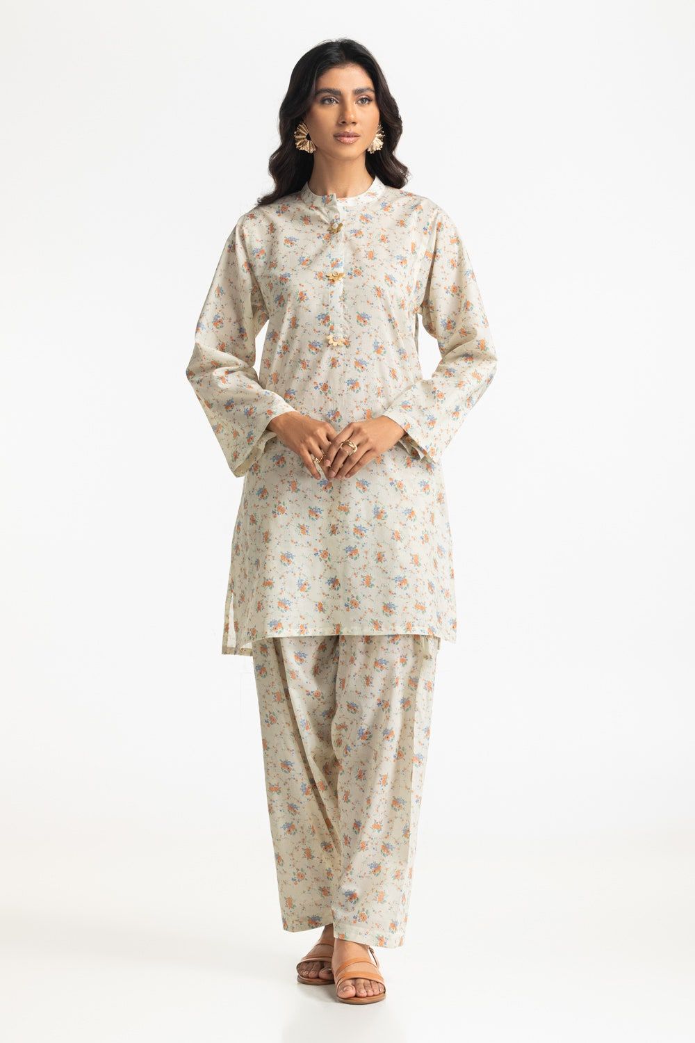 Printed Lawn Cream Stitched Suit - Gul Ahmed