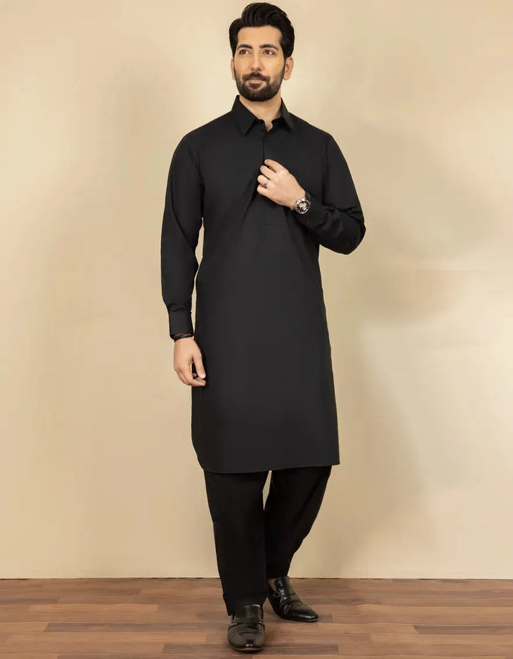 Blended Black Shalwar Kameez - J. Junaid Jamshed