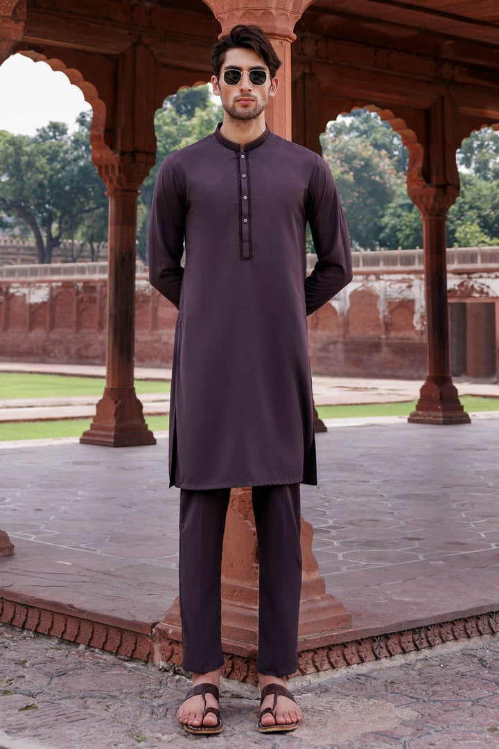Boski Gold Purple Kurta Trouser - Panjnad by J. Junaid Jamshed