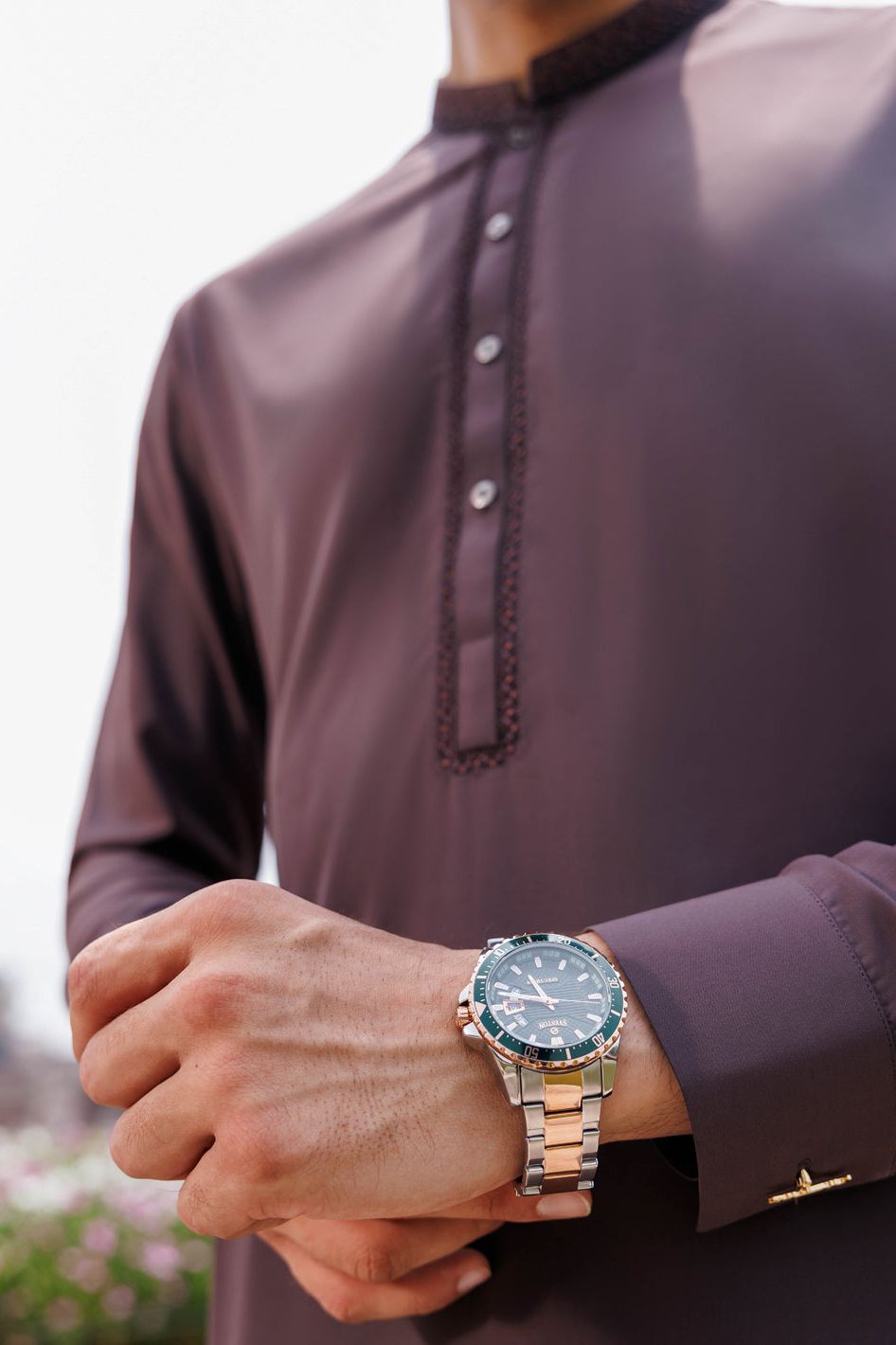 Boski Gold Purple Kurta Trouser - Panjnad by J. Junaid Jamshed