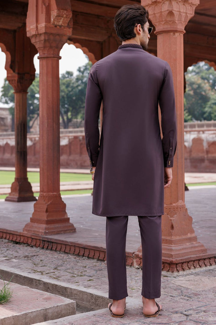 Boski Gold Purple Kurta Trouser - Panjnad by J. Junaid Jamshed