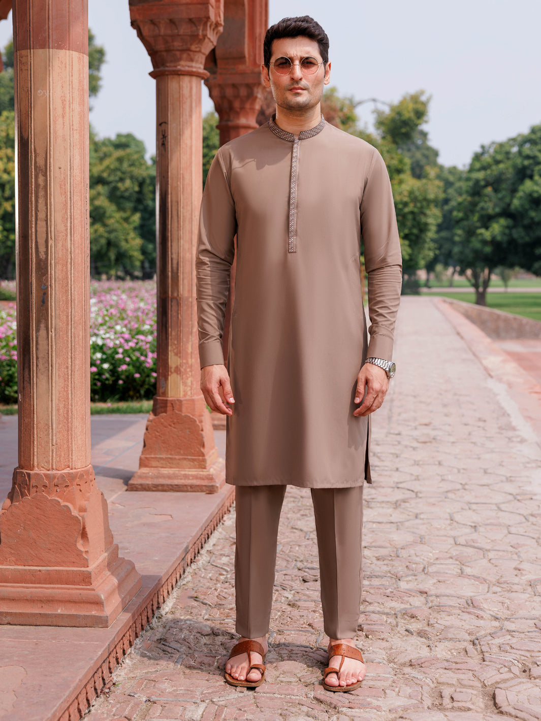 Boski Gold Coffee Kurta Trouser - Panjnad by J. Junaid Jamshed