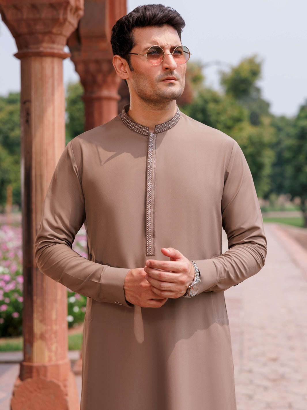 Boski Gold Coffee Kurta Trouser - Panjnad by J. Junaid Jamshed