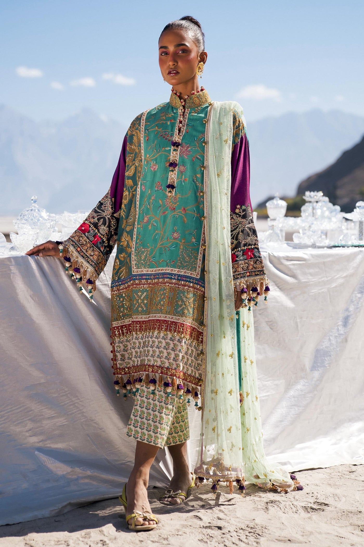 Raw Silk  Green Sana Safinaz Winter Unstitched