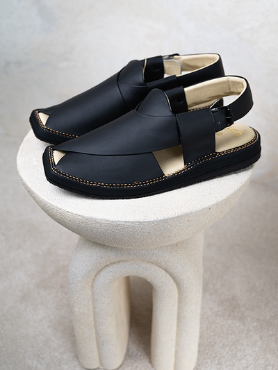 Peshawari Chappal - Black - Jiah