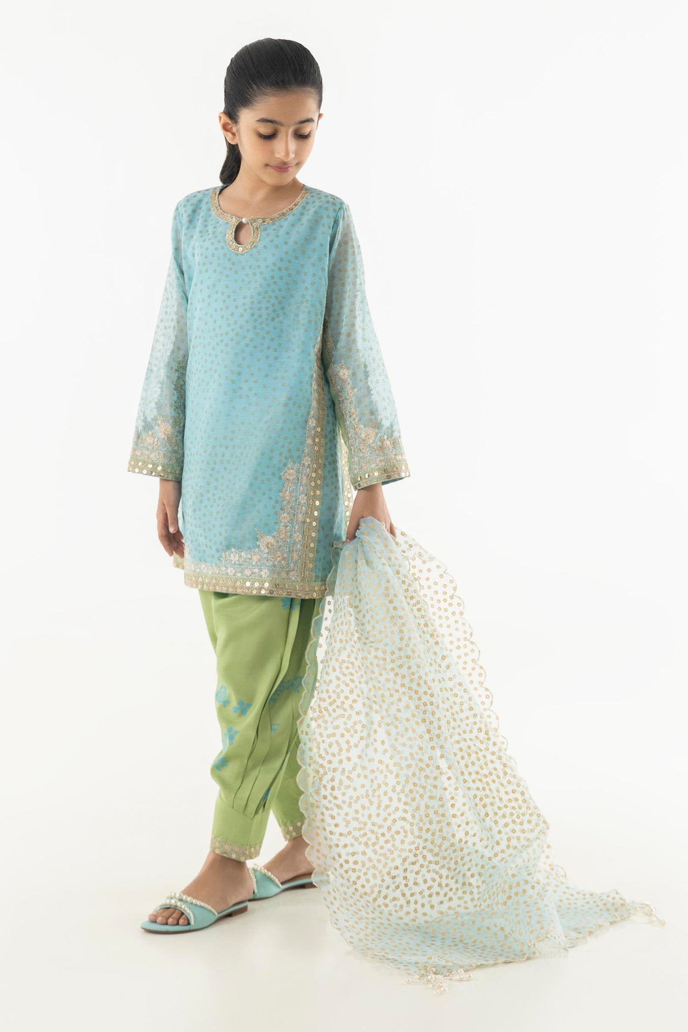 Cotton Net Multi Stitched Suit - Sana Safinaz