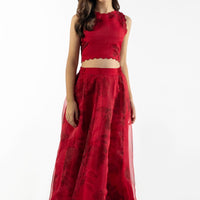 Organza Red Stitched Suit - Sana Safinaz
