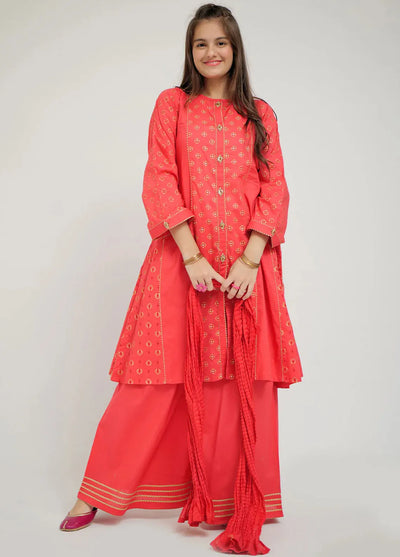 Cotton Lawn Printed Pink Stitched Suit - Senorita