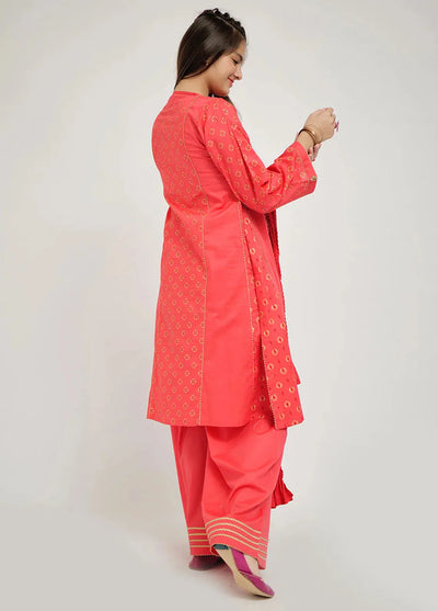 Cotton Lawn Printed Pink Stitched Suit - Senorita