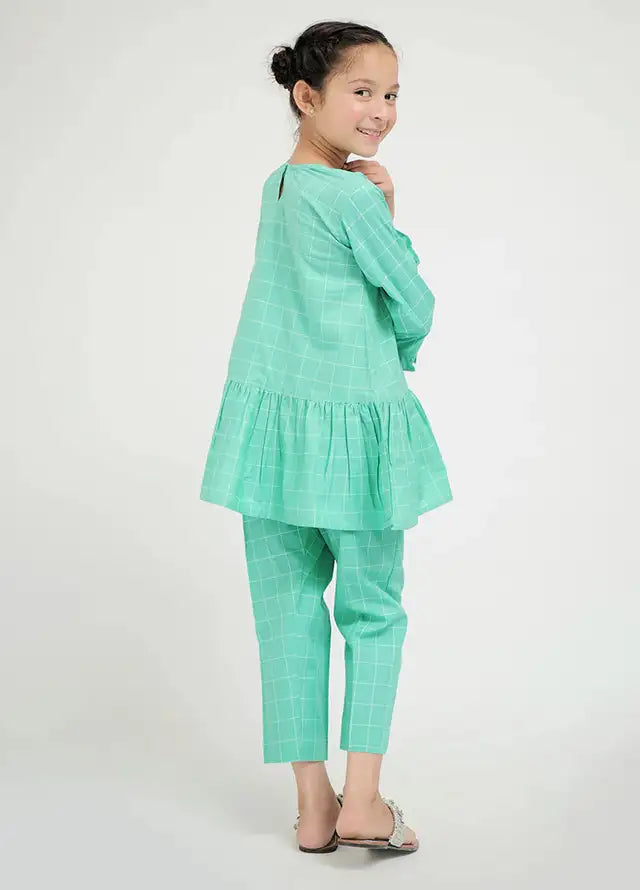 Cotton Dobby Sea Green Stitched Suit - Senorita