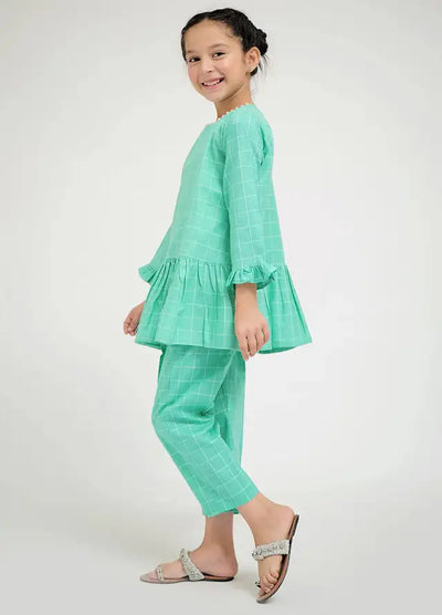 Cotton Dobby Sea Green Stitched Suit - Senorita