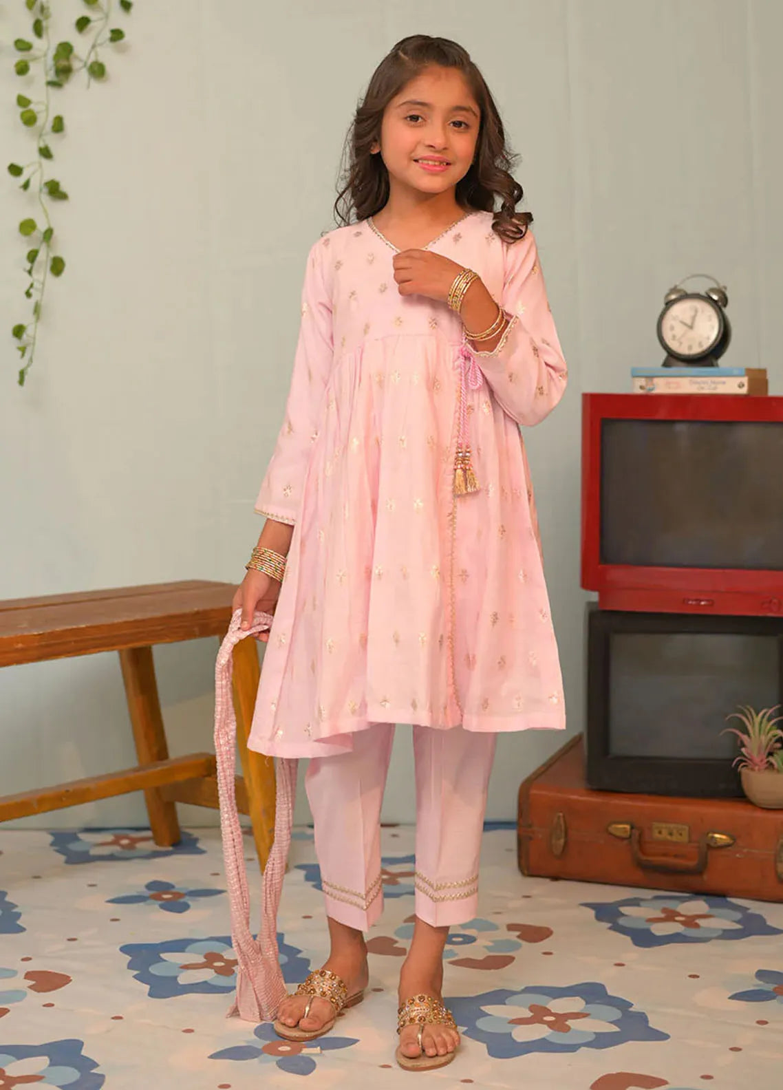 Cotton Jacquard Pink Stitched Suit - Senorita